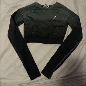 Adapt Ombre Seamless Long Sleeve Crop Top from Gymshark (color: black ombre)